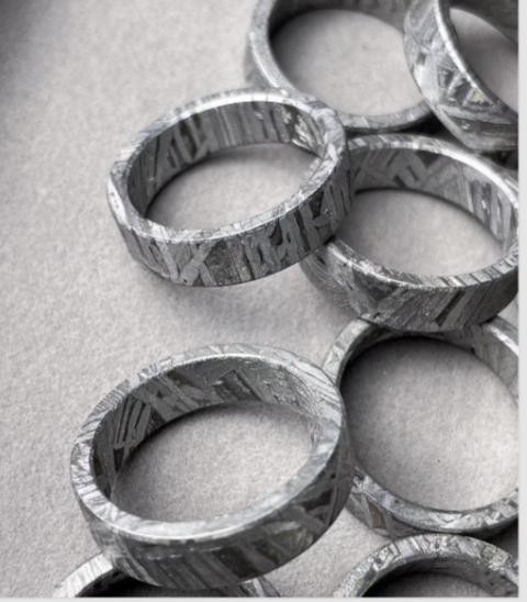 Muonionalusta meteorite ring Meteor Wedding Ring size:10