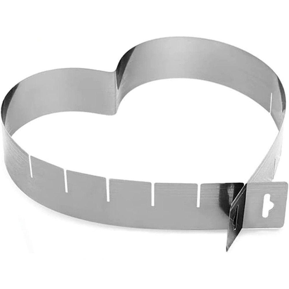 Heart Shaped Mousse Ring Set 6 Adjustable Stainless Steel Baking Tools