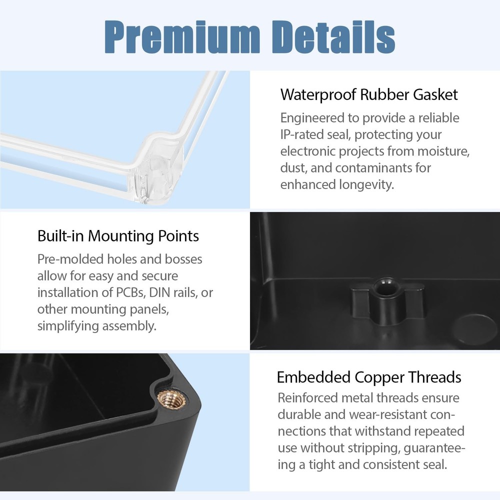 Project Box ABS Plastic IP65 Waterproof Dustproof Electrical Junction Box wit