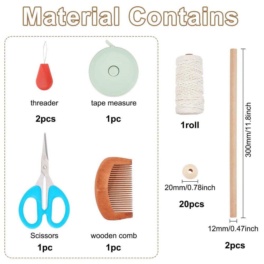 2 Set DIY Macrame Leaf Wall Hanging Kit Macrame Feather 100M Macrame Cord and...