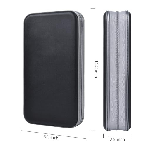CD Case Hard Plastic CD Holder Protective DVD Disc Storage 96 Capacity Black