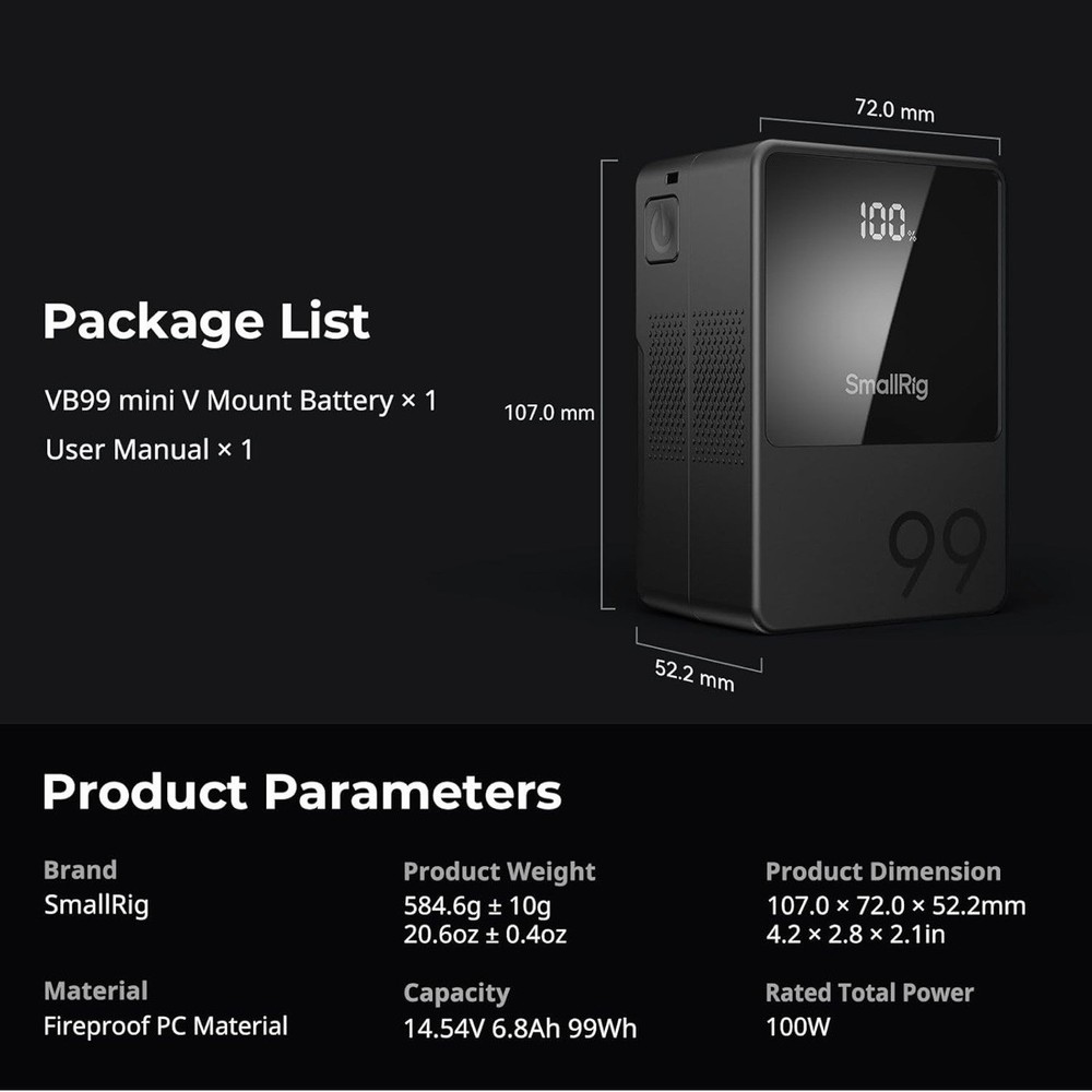 SmallRig VB99 Mini Mount Battery
