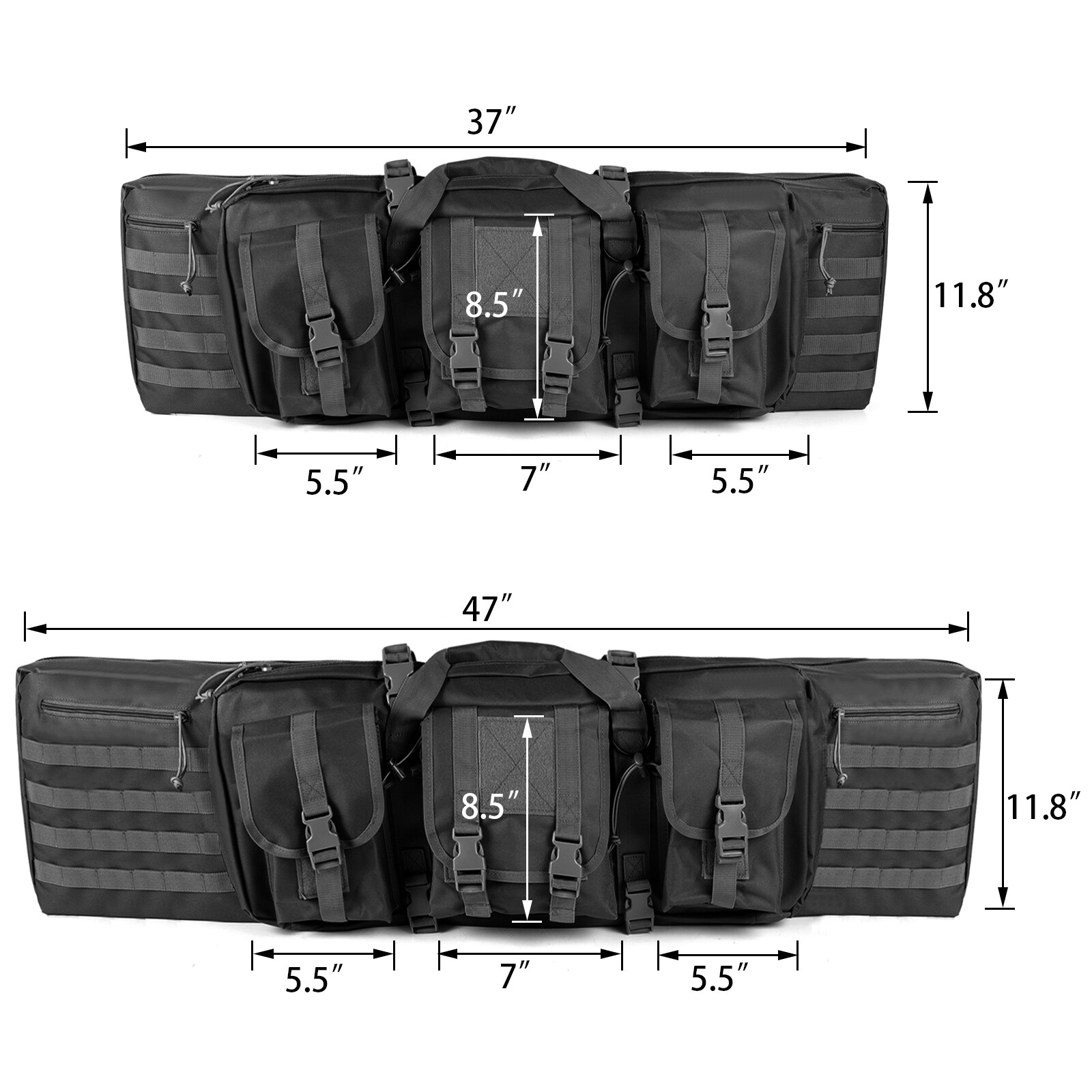 Tactical Rifle Bag Single or Double Case 37-52 Carbine Range Gun Padded Backpack