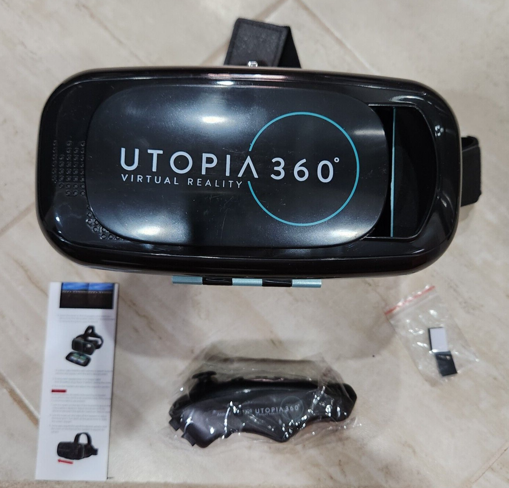 New UTOPIA 360 VIRTUAL REALITY 3D HEADSET WITH BLUETOOTH CONTROLLER ReTrak ETVRC