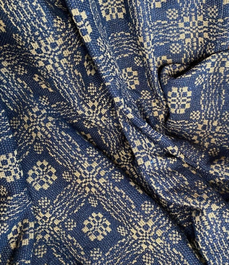 New Primitive COLONIAL GETTYSBURG NAVY COVERLET THROW Woven Blanket