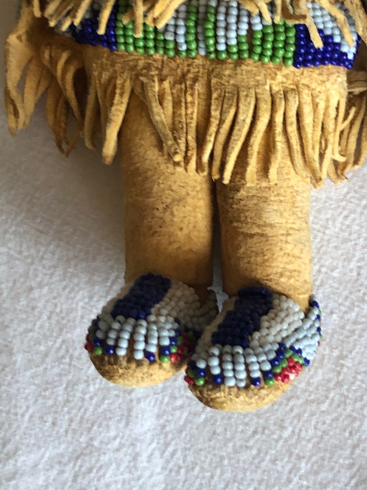 1900s Lakota Native American Handmade, 12” Doll, Finely Beaded, Human Hair