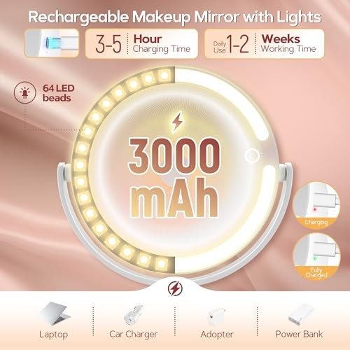 Makeup Mirror with Lights, Lighted Magnifying Mirror 20X with 3 Lighting White
