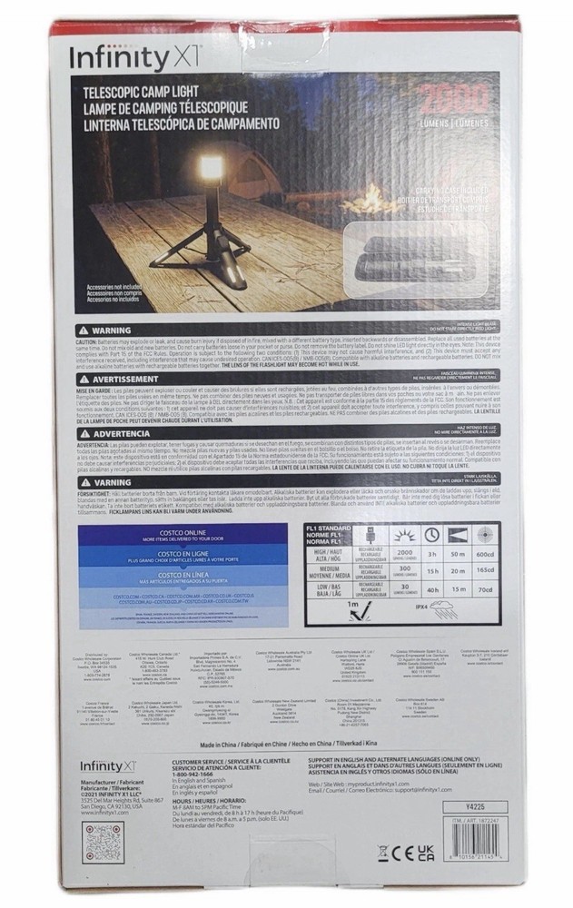 Infinity X1 2000 Lumen Telescopic Camp Light - Telescoping Tripod Camp Light