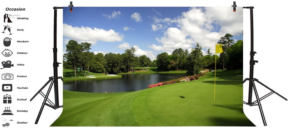 Golf Course Backdrop 10x8ft Green Vinyl Multi-purpose Occasion Type Includes ...