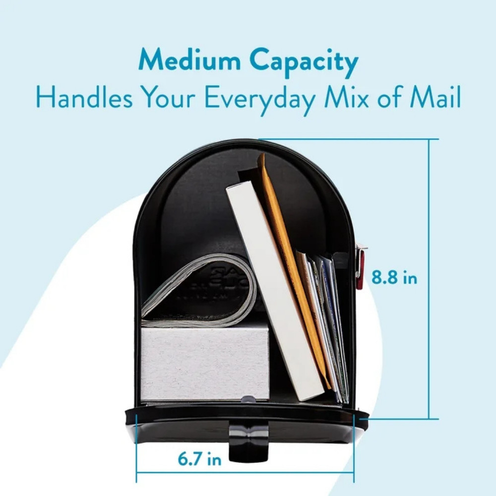 Architectural Mailboxes Elite Galvanized Steel Medium Post-Mount Mailbox in Blac