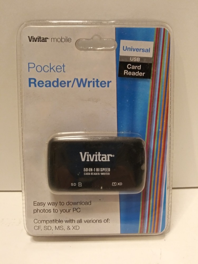 Vivitar Mobile Pocket Reader Writer Compatible Versions CF, SD, MS, XD (T)...
