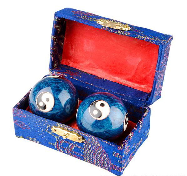 CHINESE HEALTH EXERCISE STRESS BAODING BALLS RELAXATION THERAPY YIN YANG DESIGN
