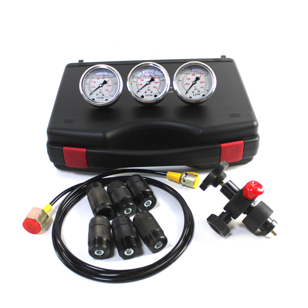 Hydraulic Nitrogen Accumulator Charging System Pressure Gague Adapter Test Kit