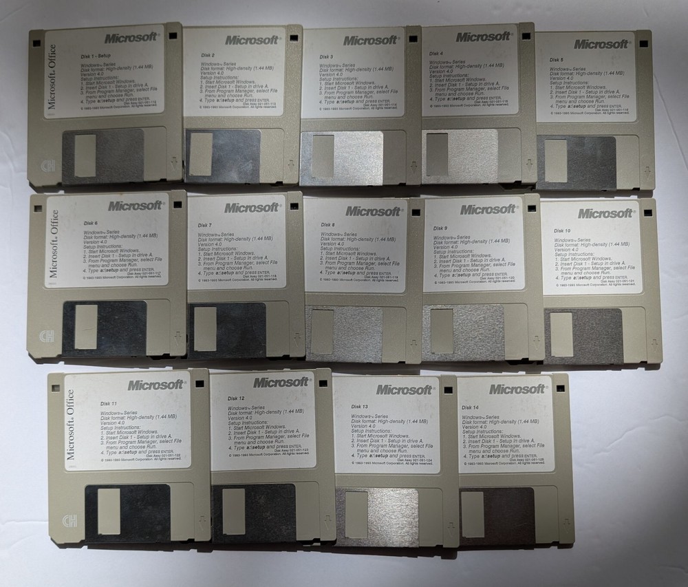 Microsoft Office version 4.0 Software 3.5” Floppy Disks For Windows