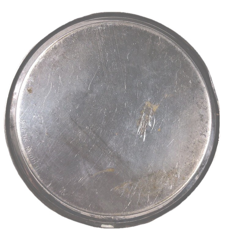 Vintage SHERIDAN Duryea's Motor Wagon COASTER Porcelain Base Silver Plated Case