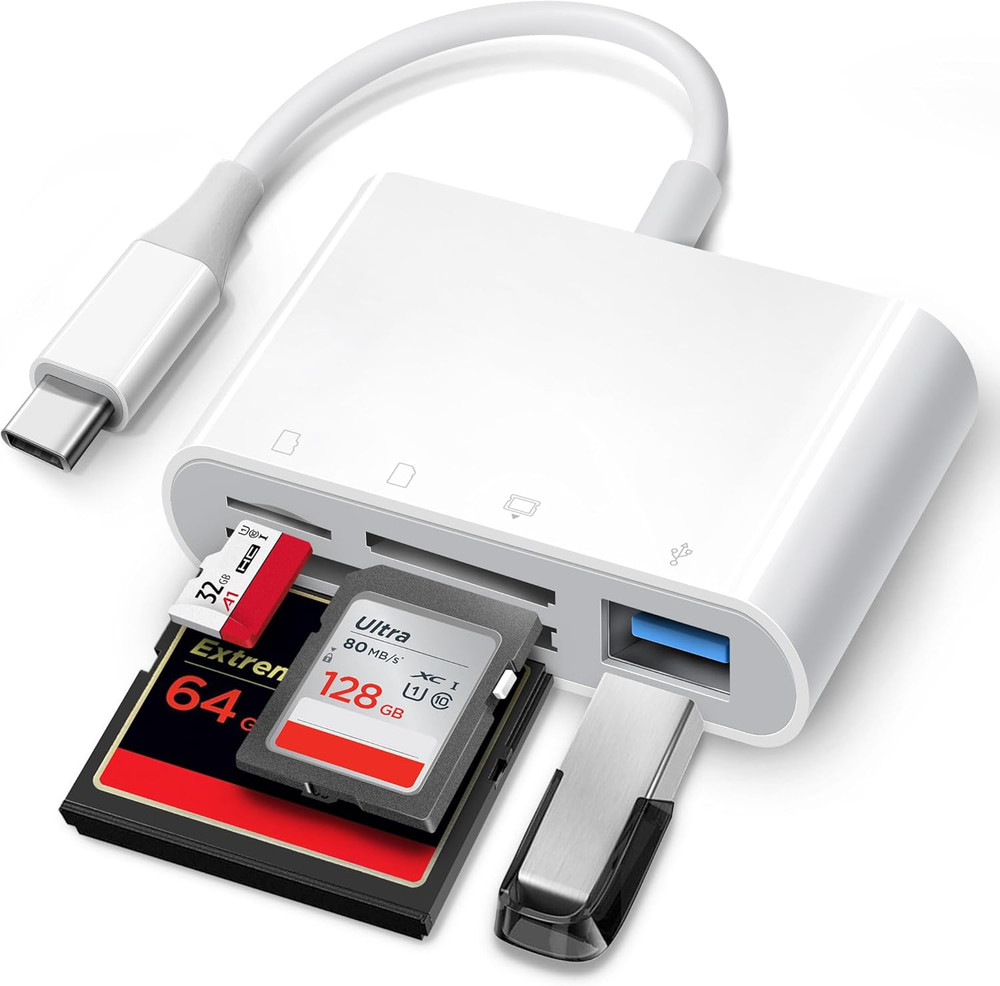 USB C SD Card Reader, 4 in 1 USB-C to SD Memory Card Adapter with Compactflash/