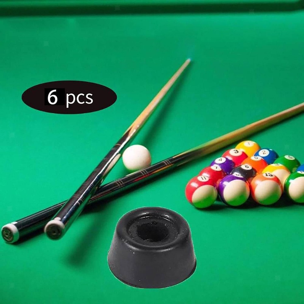 6x Billiard Cue Bottom Plug Black Protector Replacement Rubber Practical