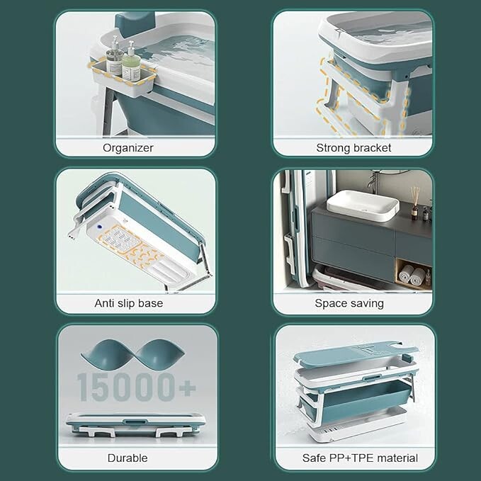 OPEN BOX|Foldable Bathtub Portable Soaking Bath Tub for Adult,Ideal for Hot/Ice