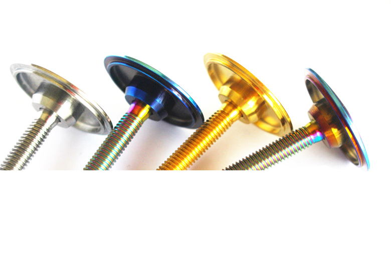 1pc Titanium Bicycle Aheadset Stem Cap Cover Lid with Pattern Blue Gray Rainbow