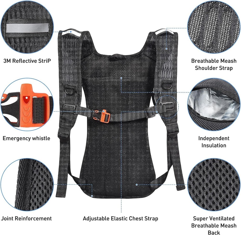 Hydration Pack, Hydration Backpack w/2L Hydration Bladder Lightweight Insulation