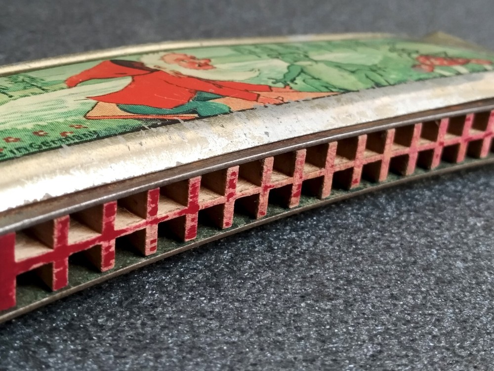 Antique Musical Harmonica 1930s Germany Dwarf Frog Jumping Grasshopper