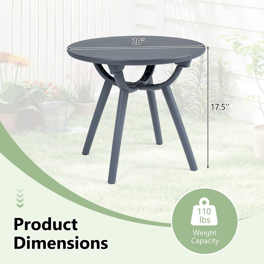 2PCS Outdoor Side Table 20” Round Storage Side Table Weather-Resistant End Table