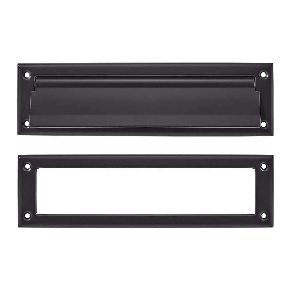 KHTUMEWARE Matte Black 13" Solid Brass Mail Slot w/ Internal Frame - 1 Pack
