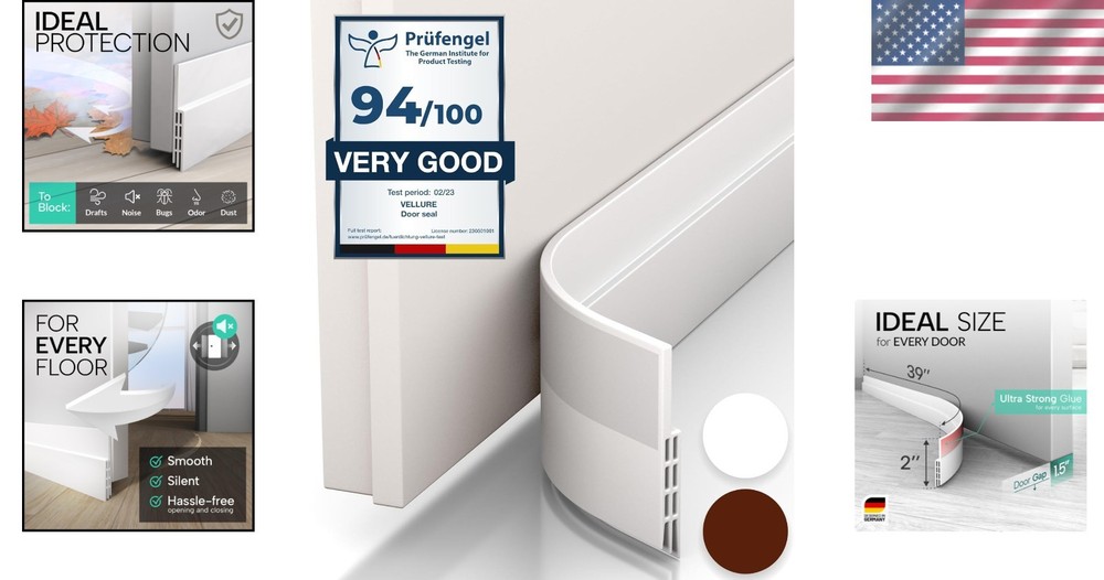 39" Silicone Door Draft Stopper - Quick Install & Energy Saving Solution