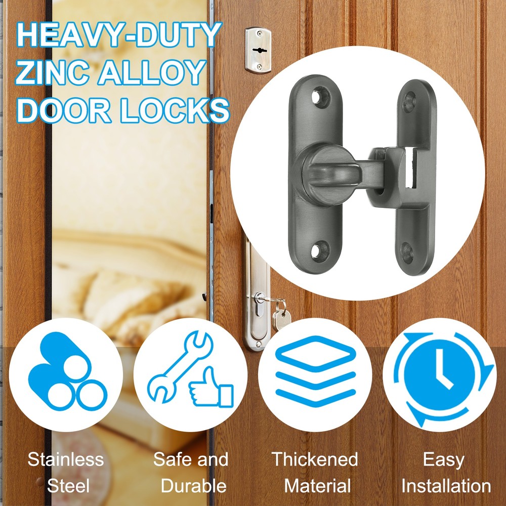 1 Pack 90/180 Degree Barn Door Latch, Grey
