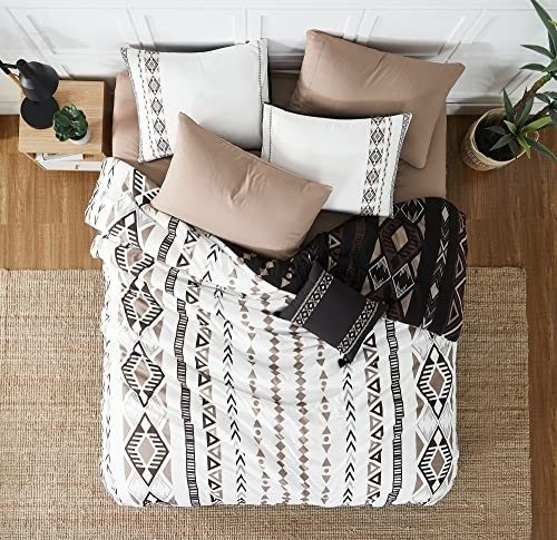 Size Comforter Set- 7 Pieces Boho Bed in a Bag, Western Bedding Set King Brown