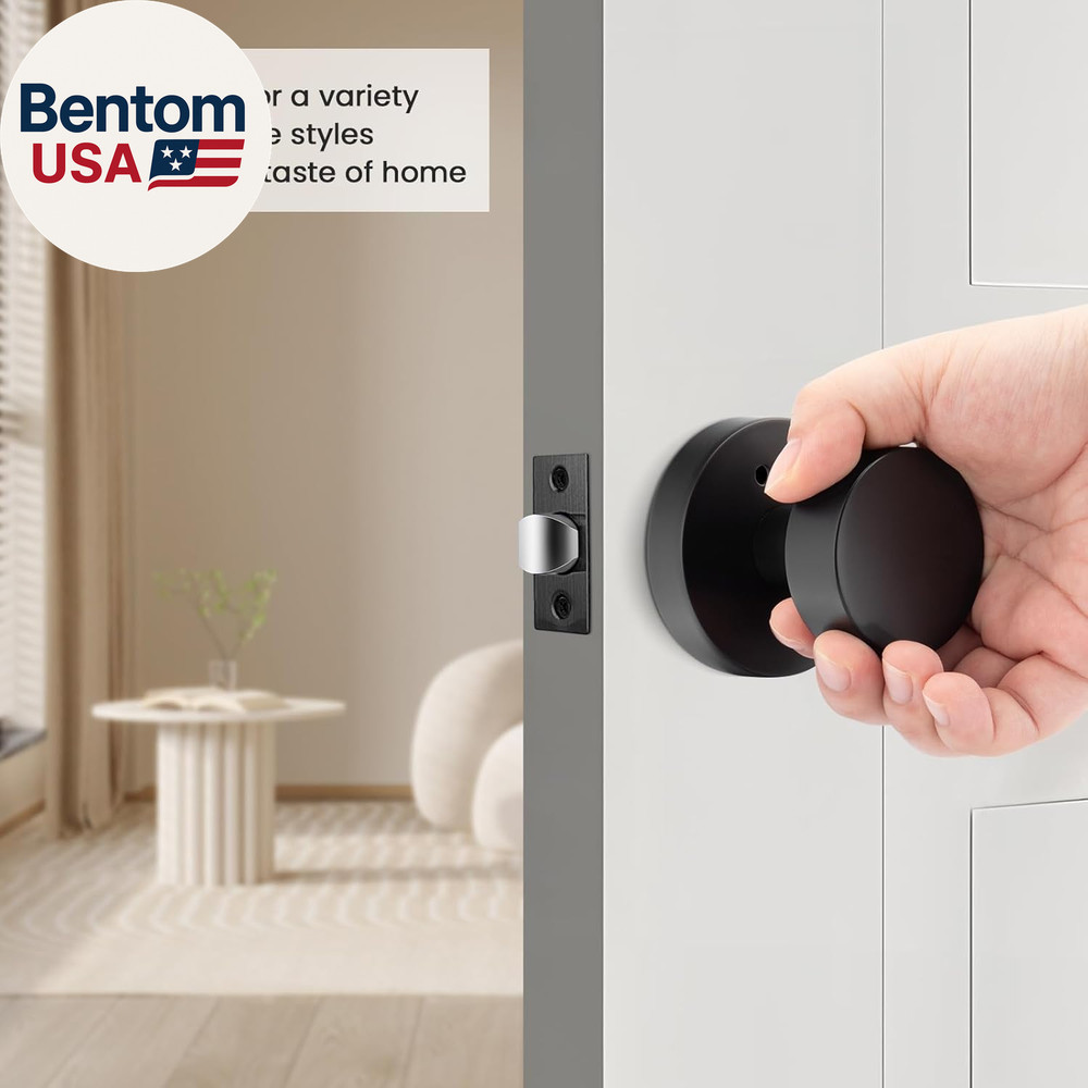 Black Door Knobs Interior, Zinc Alloy round Ball Matte Black Privacy Door Knobs