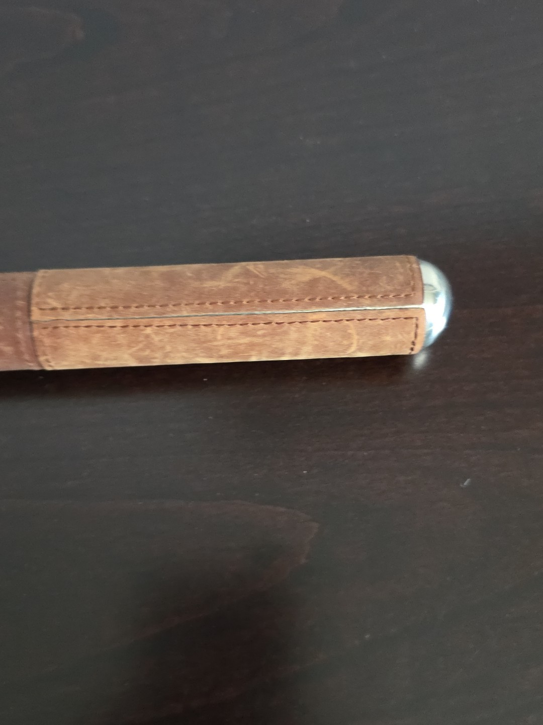 Rare Tommy Bahama Brown Leather Cigar Tube Case Stainless Steel Interior