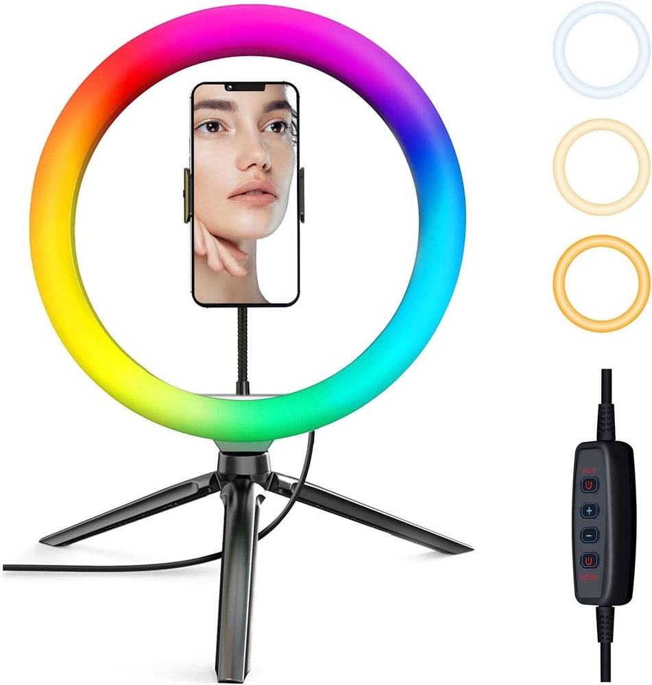 VITANO 10'' Ring Light with Tripod Stand Selfie RGB Dimmable