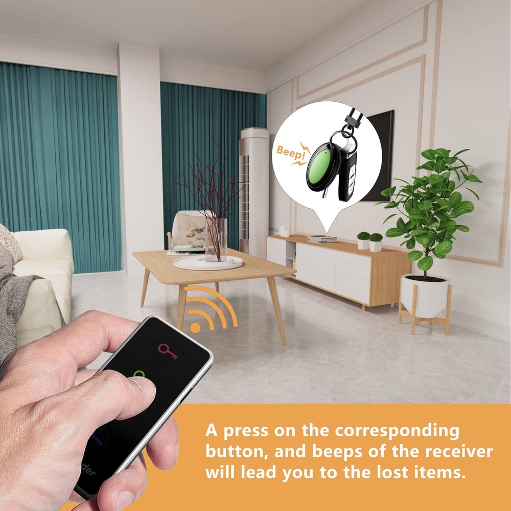 Lost Remote Control Key Finder Locator RF Range LED Light Keychain Tags 4PC