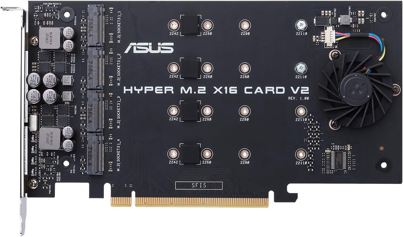Hyper M.2 X16 PCIe 3.0 X4 Expansion Card V2 Supports 4 NVMe M.2 2242/2260/228...