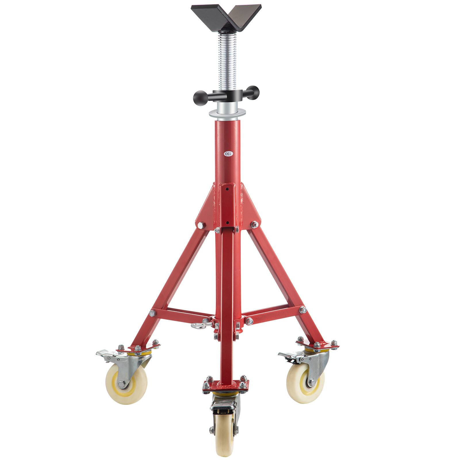 VEVOR Pipe Stand Fold-a-Jack V-Head 28-52 inch Height 12" Pipe 882 lb w/Casters