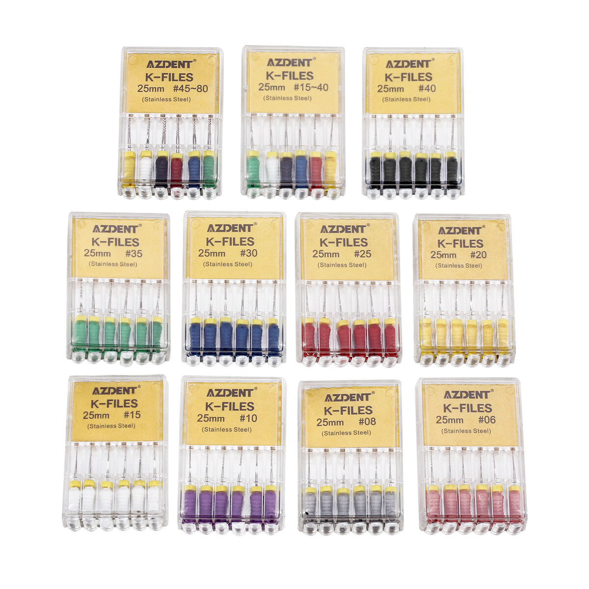 10 Box Dental K-File Root Canal Hand Use 25mm /21mm Endodontic Stainless Steel