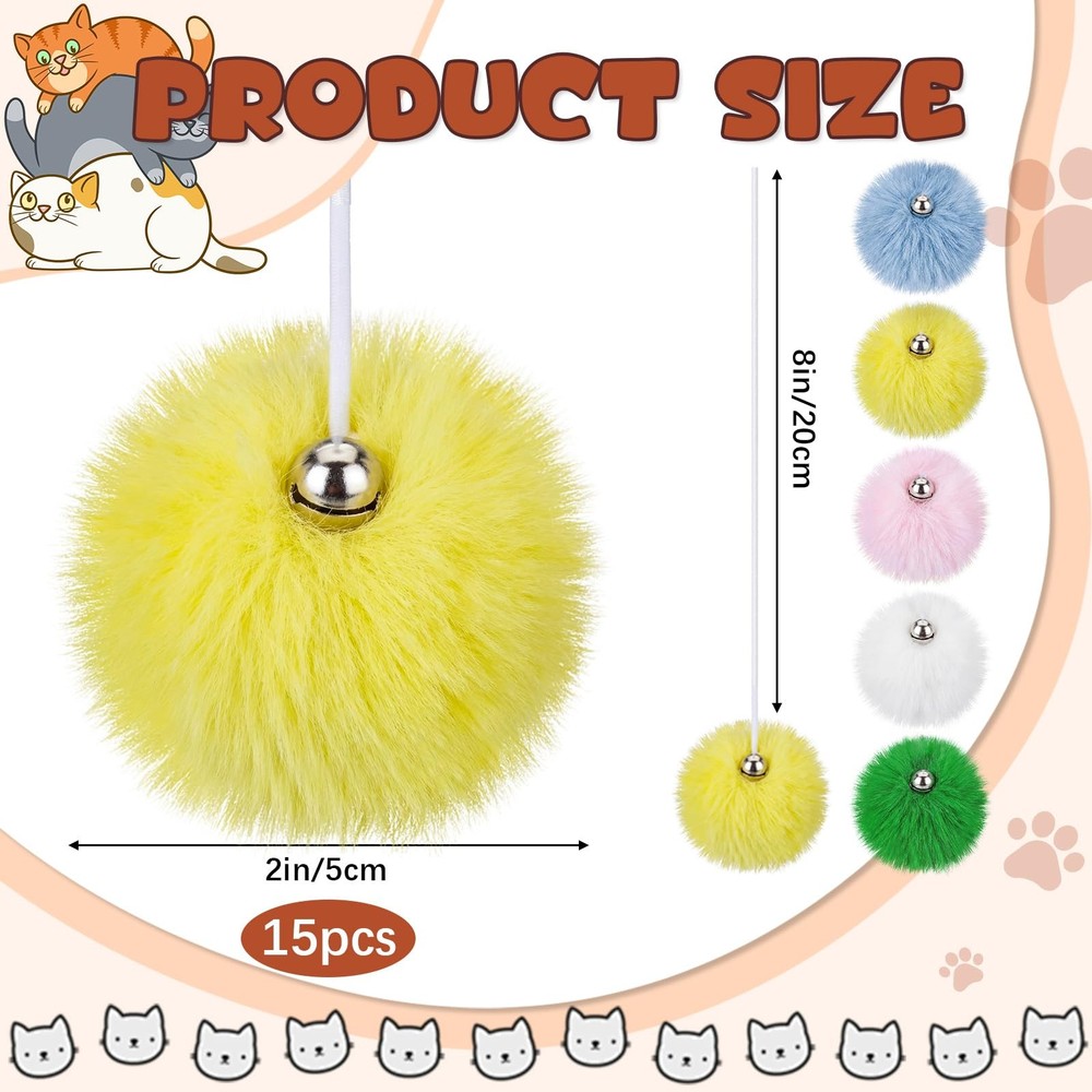 Simgoing 15 Pack Interactive Cats Toy Replacement Balls for Cat Multicolor