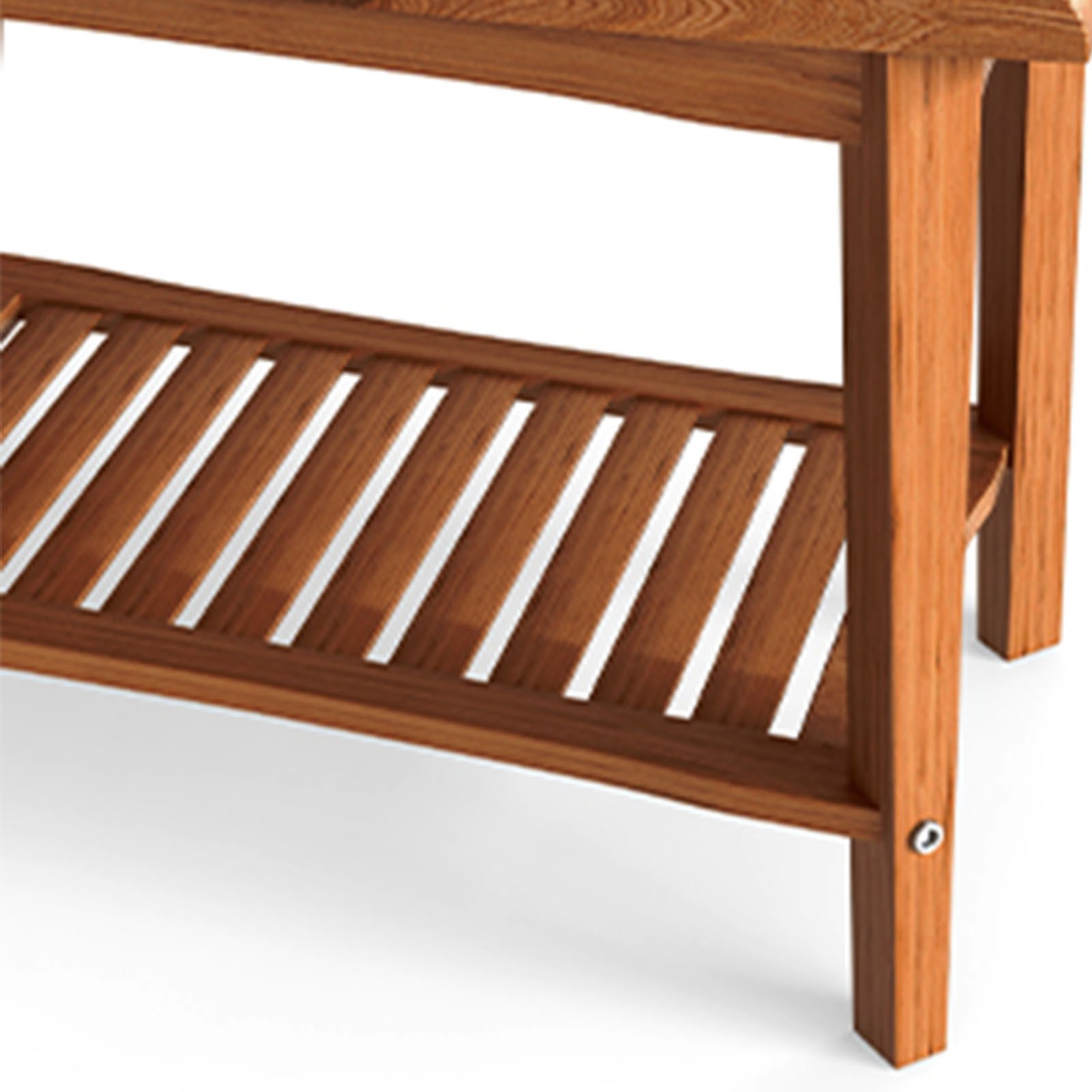 Shower Bench Wood Water Proof Ergonomic Shower Stool With Storage Shelf FKRT