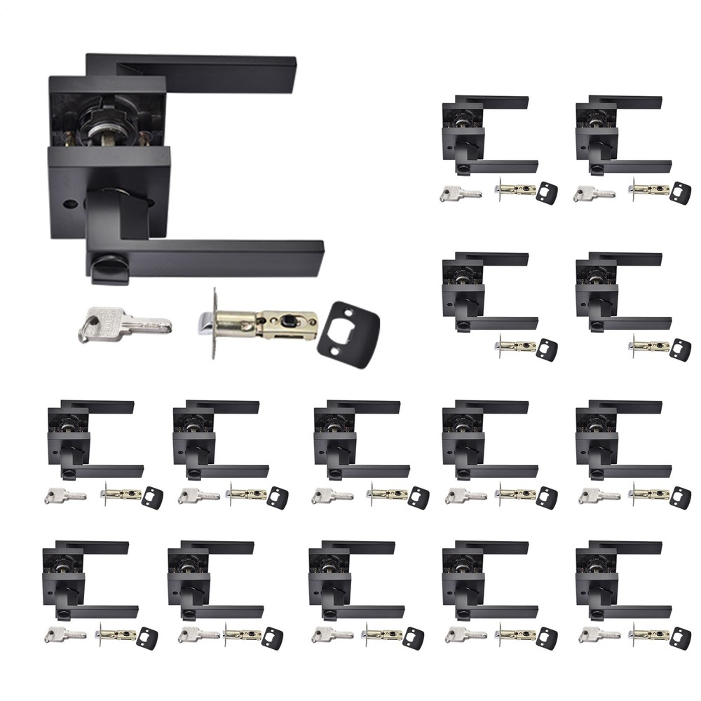 Black Door Lever Privacy Passage Dummy Handle Interior Square Knobs 15 pack