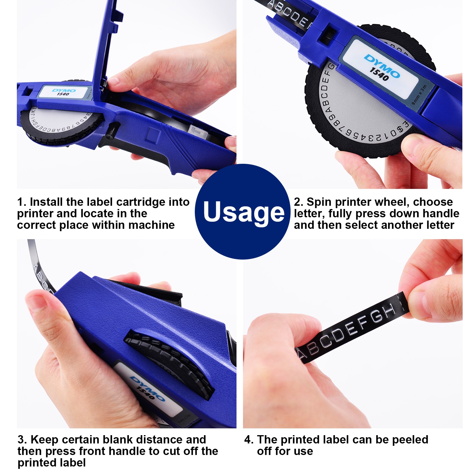 10PK For DYMO 3D Embossing Label Tape Organizer Xpress White on Black 12mm+9mm