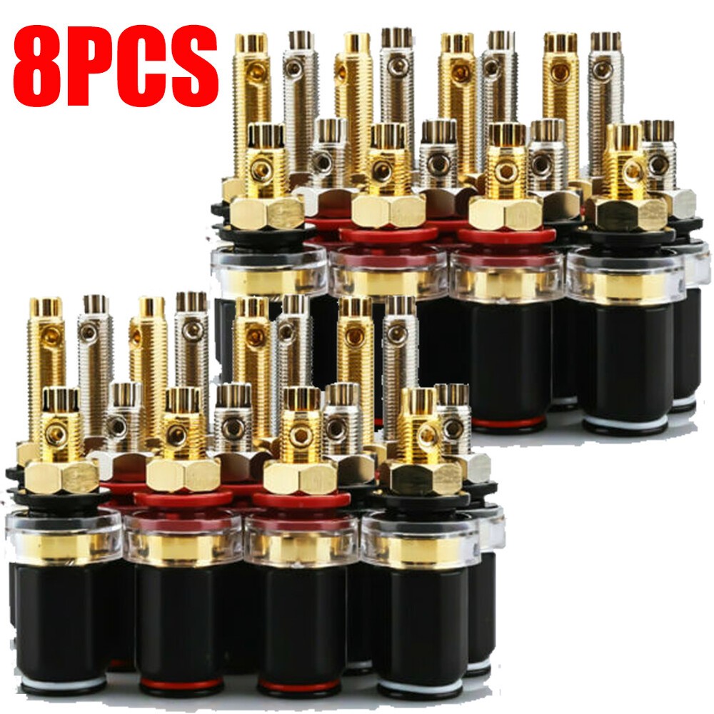 8PC Gold Rhodium Plated HiFi Binding Post Socket Terminal for Amplifier Speaker