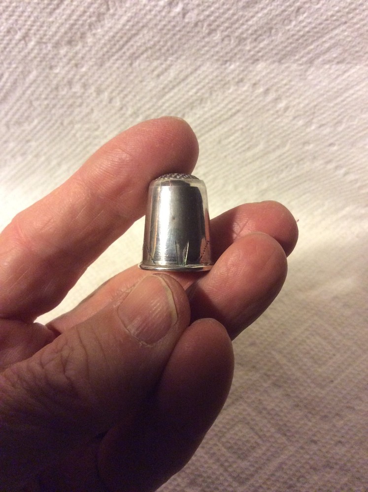 OLD SEWING-EARLY BRITE CUT ANTIQUE SILVER THIMBLE