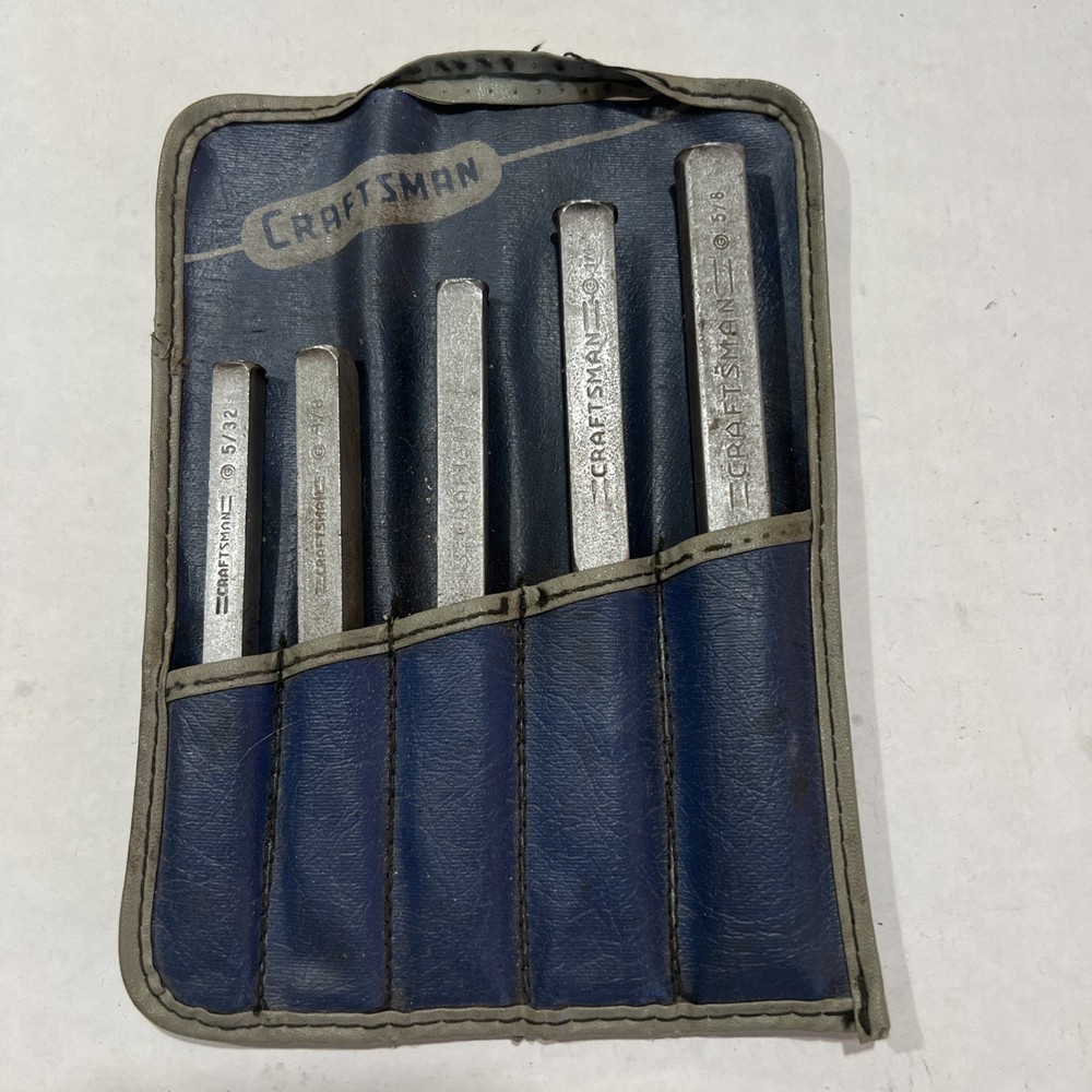 Vintage Craftsman 5pc Punch & Chisel Set with holder
