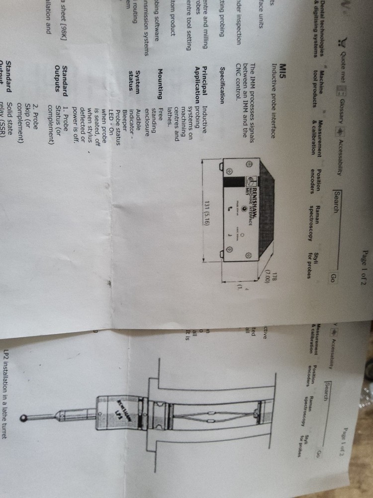 Renishaw Machine INTERFACE M15 With M1s PROBE And CASE