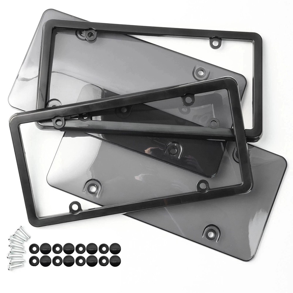 2X Unbreakable License Plate Covers+ Frames Auto Tag Shield Protector Front Rear