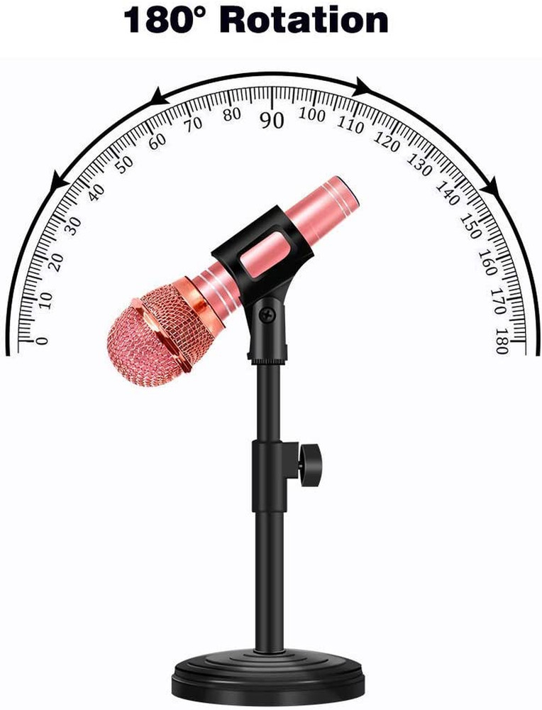 Desktop Microphone Stand, Upgraded Adjustable Table Mic Stand with Mic Clip and