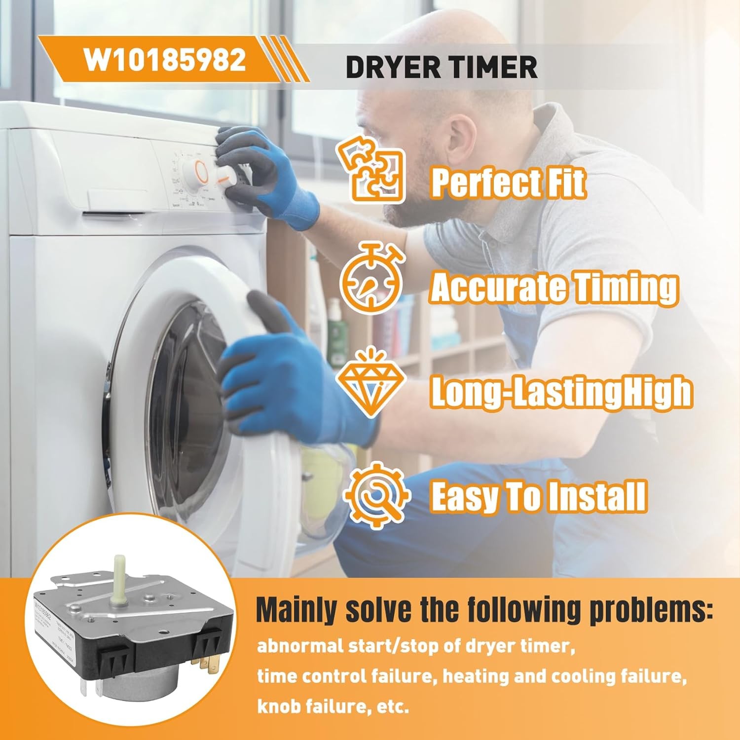 W10185982 WPW10185982 Dryer Timer for Whirlpool, Maytag WGD4800XQ0 WED4815EW1 US