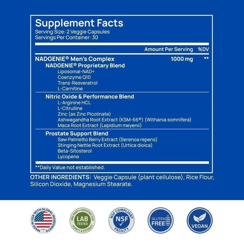 Selerb NAD+ Supplement for Men-With Liposomal-NAD+,CoQ10, L-Carnitine, L-Arginin