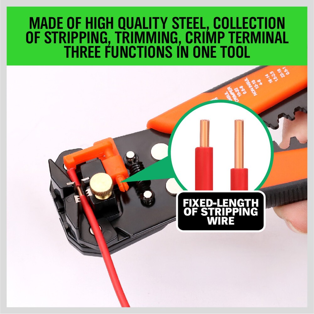 8" Self-Adjusting Insulation Wire Stripper cutter crimper Terminal Tool Pliers
